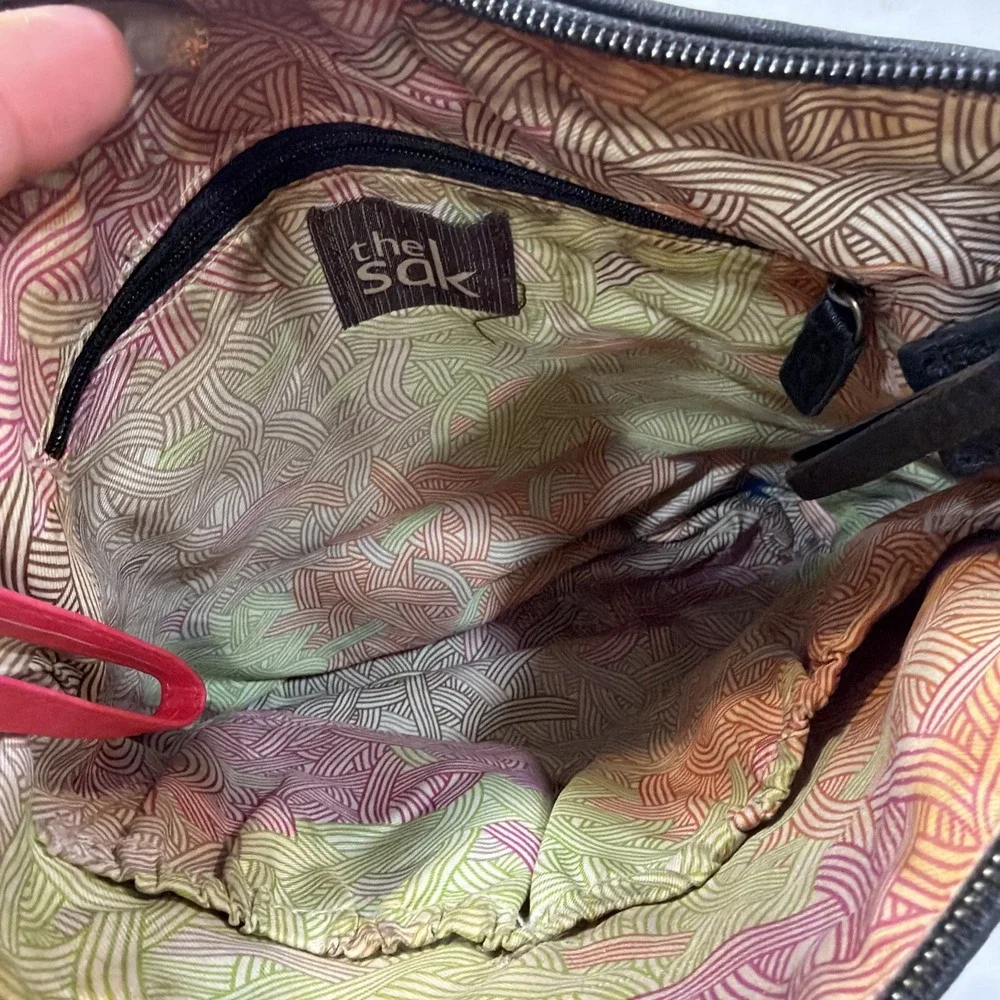 The Sak Leather Colorblock Crossbody Bag Tri-Tone Black Brown Cream Boho...‎